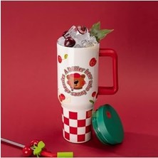 TeknoKapsül 1200ML Sevimli Hayvanlar Tumbler Pipetli/pipetsiz Kulplu Paslanmaz Çelik Termos