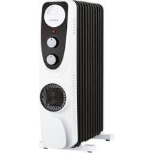 TeknoKapsül LUX11-FP-BW 11 Dilim 2700 Watt Turbo Fanlı Yağlı Radyatör (Siyah/beyaz)