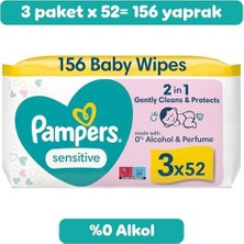 TeknoKapsül Pampers Sensitive Islak Bebek Mendili, 3 Paket, 156 Islak Mendil