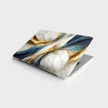 TeknoKapsül Laptop Bilgisayar Notebook Pc Kaplama Etiketi Lüks Mermer Altın Beyaz