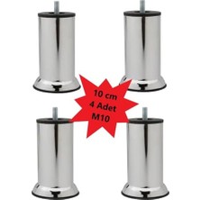 TeknoKapsül Mobilya Kanepe Koltuk Çekyat Yükseltme Ayağı Kalın M10 Krom Metal 10 cm 4 Adet