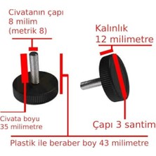 TeknoKapsül Plastik Başlı Çivata Ayak Mobilya Ünite Kitaplık Dolap Ayarlanabilir Ayak Mobilya Ayağı Sıkma Düğme