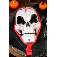 TeknoKapsül Halloween Maske Iskelet Tüllü Kırmızı Beyaz