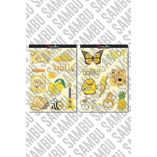 TeknoKapsül Yellow Aesthetic Temalı Etiket Seti 1 - Sarı - Laptop Notebook Telefon