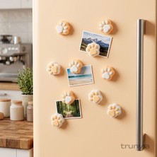 Trunvia 10'lu Sevimli Kedi Köpek Pati Magnet Seti - 3 Boyutlu Dekoratif Buzdolabı Süsü ve Fotoğraf Tutucu
