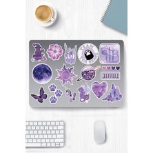 TeknoKapsül Purple Aesthetic Temalı Etiket Seti 1 - Mor - Laptop Notebook Telefon