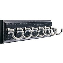 TeknoKapsül Pirinç Fbkeyt7-Bse-R 34,3 cm Anahtar Ray ile 7 Haken Siyah & Saten Nikel, Fbkeyt7-Bse-R