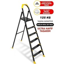TeknoKapsül Ze Hardy Özel Tasarım Hafif Merdiven, Kaymaz,özel Üçgen BASAMAKLAR,125 kg Taşıma Kapasitesi, (5+1)