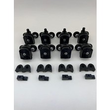 TeknoKapsül Cam Duşakabin Tekerleği Metal Ayaklı Siyah Plastik 8'li Tam Set