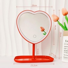 TeknoKapsül Şeklinde LED Işıklı Şarjlı Makyaj Aynası - 3 Farklı Işık Rengi - Dokunmatik Ekran - Şarjlı