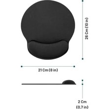 TeknoKapsül Bilek Destekli Konfor Kaymaz Ergonomik Mouse Pad Siyah Siyah