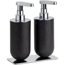 TeknoKapsül 2'li Sıvı Sabunluk Siyah/krom Renk 208X87X170 mm