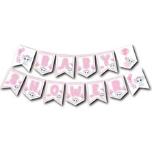 TeknoKapsül Zikzak Banner Baby Shower Pembe Fil