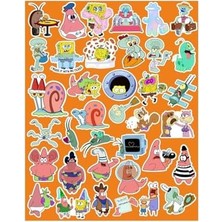 TeknoKapsül Sünger Bob Kare Şort Seri 3 Telefon Laptop Notebook Tablet Defter Matara Stiker Etiket