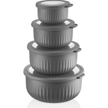 TeknoKapsül Vakumlu Saklama Kabı, Gri 4'lü 3 L + 2 L + 1 L + 0, 5 L