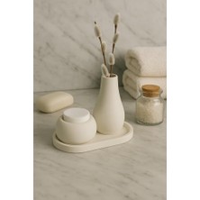 TeknoKapsül 3 Parça El Yapımı Masaüstü Organizer Set – Minimalist Kalemlik, Mumluk Tepsi – Masa Dekor