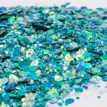 TeknoKapsül Turkuaz Chunky Glitter 4gr Holografik Reçine Tırnak Makyaj Glitter CG26