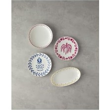 TeknoKapsül Carnival Porselen Pasta Tabağı 20 cm Lacivert-Beyaz