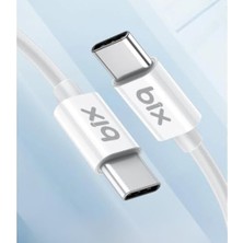 TeknoKapsül Bix BX-UC02C 60W Type-C To Type-C Hızlı Şarj Data Kablosu 1.2 Metre Beyaz