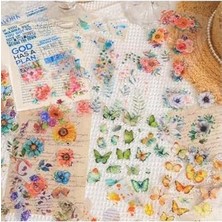 TeknoKapsül Kolbi 6 Sayfa 60 Adet Şeffaf Büyük Çiçek Bullet Journal Laptop Ajanda Planlayıcı