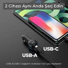 TeknoKapsül Bix BX-CCP36WT 38W Type-C Pd 20W Usb-A Qc 3.0 18W Çift Portlu LED Işıklı Araç Şarj Beyaz