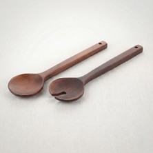 TeknoKapsül Amberhaus Akasya Naturel Ahşap 2’li Salata Kaşığı Seti | Dayanıklı Ergonomik Servis Kaşıkları |