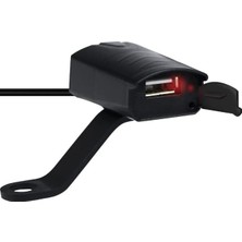TeknoKapsül USB Çıkışlı Sigortalı Motosiklet Gidon USB Şarj Aleti, 2V Motosiklet Bisiklete Binme CD-3109 USB Ko
