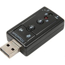 TeknoKapsül 7.1 USB Ses Adaptörü, Harici Ses Kartı, Pc Dizüstü Bilgisayar Için 3D USB Ses Adaptörü,