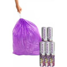 TeknoKapsül Büyük Boy 65X70 Kokulu Büzgülü Poşeti 5 Paket (50 Adet) Torbası 60 Litre Torbası (Lavan