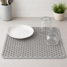 TeknoKapsül Bulaşık Kurutma Matı Kaymaz Katlanabilir 32X32 cm Gri