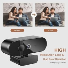 TeknoKapsül Webcam 4K Konferans Kamera Gizlilik Bandı Dahili Mikrofon Chat Görüntülü Sohbet Yayın Kamerası Hd V