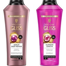 TeknoKapsül Gliss Şampuan Seti (Serum Deep Repair Supreme Length, 2 x 400 Ml)