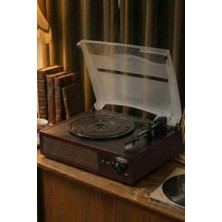 TeknoKapsül MTX-303 Nostaljik Pikap Plak Çalar (Şarjlı Bluetooth Aux Hoparlörlü 3 Devir) Iğne Dahil