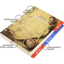 TeknoKapsül 2k 2026 Ajanda Deri Fermuarlı 4 Halka Mekanizmalı Hesap Makineli Organizer, Siyah, 21X27 cm