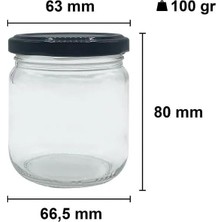 TeknoKapsül 4 Adet 210 ml Metal Siyah Konserve Kapaklı Mama Yoğurt Saklama 210 cc Şeffaf Cam Kavanoz