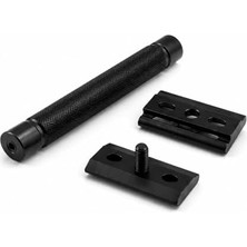 TeknoKapsül Siyah Metal Tıraş Seti – Double Edge Klasik Tıraş Aleti + Yedek Jilet + Fırça + Stand