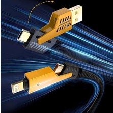 TeknoKapsül 4'ü 1 Arada 65W Pd Hızlı Şarj Kablosu - Type C/usb/lightning Destekli 100 cm Dayanıklı Örgü Yapı -