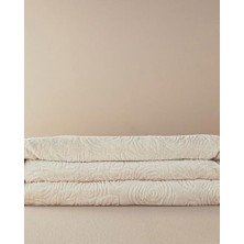 TeknoKapsül Shabby Emboss Çift Kişilik Battaniye Krem