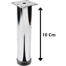 TeknoKapsül Mobilya Kanepe Koltuk Çekyat Yükseltme Ayağı Tablalı Krom Metal 10 cm 4 Adet (Vidaları ile Birlikte