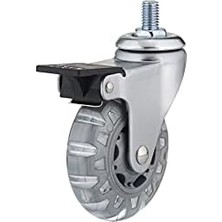 TeknoKapsül Donanım 27583020502 Transparent Beyaz/gri Sap Mobilya Caster Tekerlek ile Döner Mafsal, Fren