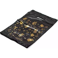 TeknoKapsül Baskılı Mini Blok Poşet Torba - No: 3-30X50 Cm. - Siyah - 100 Adetlik 3 Paket