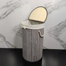 TeknoKapsül El Yapımı Hasır Katlanır Çamaşır Sepeti Yuvarlak 55 Litre (35CM*35CM*61CM), Doğal Malzemeden Üretil