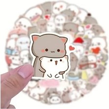 TeknoKapsül 50'li Cute Peach Cat Stickers, Seti Laptop Notebook Tablet Seti