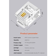 TeknoKapsül PX-6P2C RJ11 2 Pinli Konnektör, RJ11, 6P2C, RJ11 Telefon Kablo Ucu 100 Lü Paket