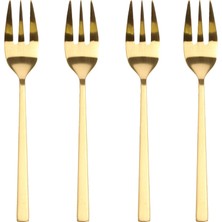 TeknoKapsül Bıtz Pasta Çatalı 4 Adet Paslanmaz Çelik Pirinç Rengi