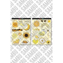 TeknoKapsül Yellow Aesthetic Temalı Etiket Seti 2 - Sarı - Laptop Notebook Telefon