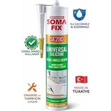TeknoKapsül Soma Fix SE280 Genel Amaçlı Silikon 280ML - Şeffaf Silikon - Mutfak, Banyo Genel Sızdırmazlık Iç