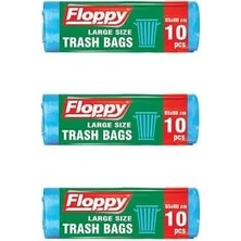 TeknoKapsül Floppy Büyük Boy Torbası (3 Rulo x 10 Adet) - 65X80 cm 50 Litre Toplam 30 Adet Dayanıklı Set