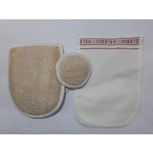 TeknoKapsül Soap 1978 El Geçmeli Kabak Vucut Yüz 3 Set Beyaz Kalın Düz Kese, Tüm Vücud Için Kirlerden Lekele
