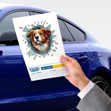 TeknoKapsül Fulcar 3D Avustralya Köpeği Araç Cam Stickeri, Kırık Cam Efektli, Dekoratif